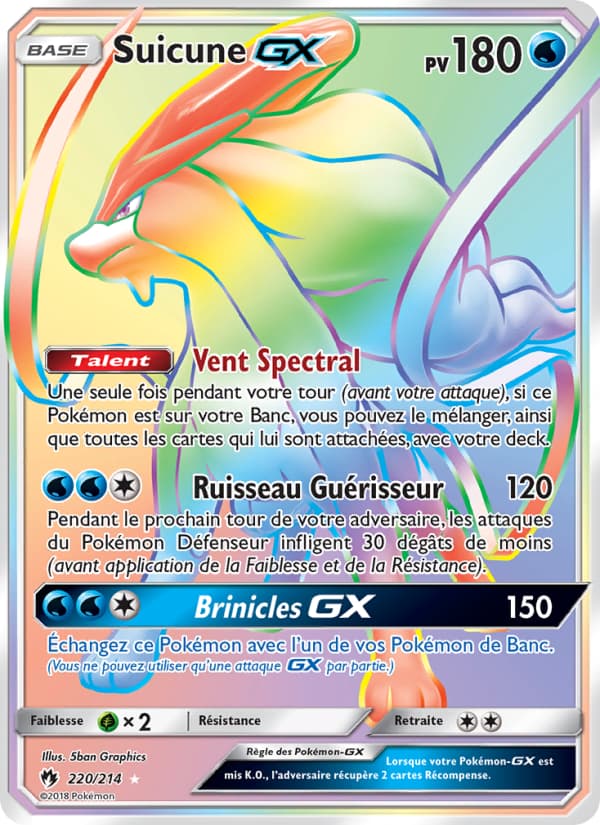 Suicune GX 220 Soleil et Lune Tonnerre Perdu