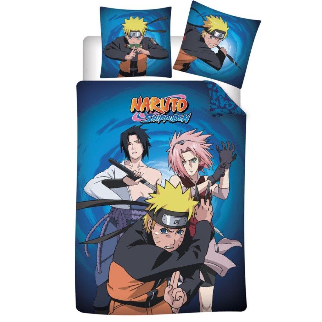 Naruto Shippûden - \"Team 7 Fight\" Dekbedovertrek Microvezel (140x200cm + 2x 63x63cm)