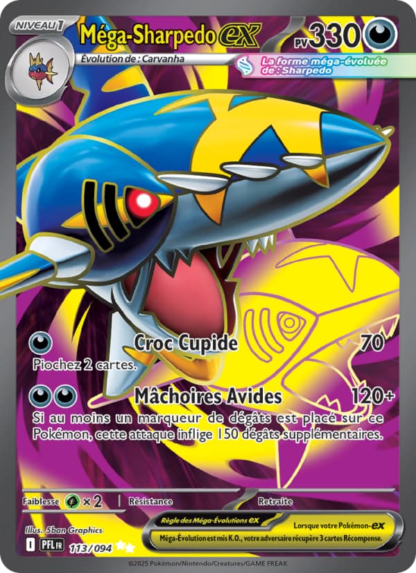 Méga-Sharpedo-ex 113 Méga-Évolution Flammes Fantasmagoriques ME02