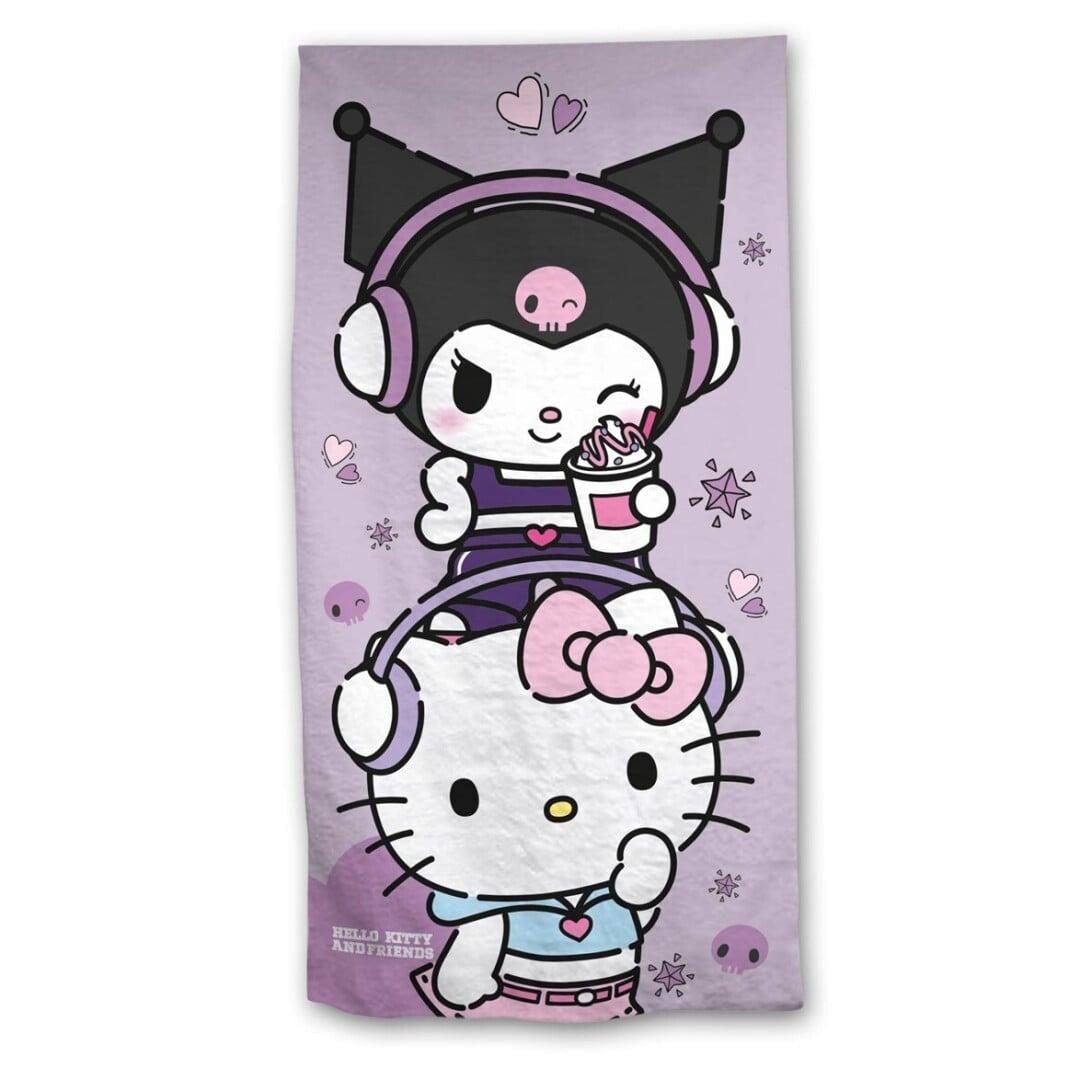 Hello Kitty - Serviette de plage en polyester \"Hello Kitty et Kuromi\" (140x70cm)